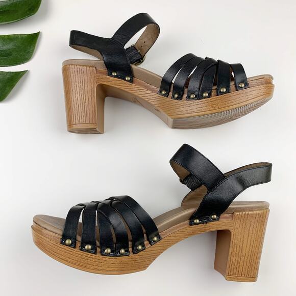 Dansko Dawson Heeled Sandals Strappy Black Leather Women's 42 US 11.5 12 - Picture 9 of 13